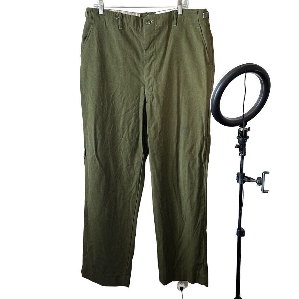 Military Issue Green Wool Vintage Mens Trouser Field Chores Pants